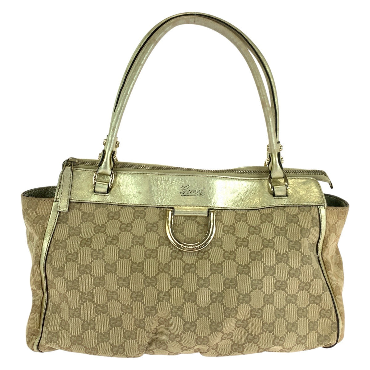 Gucci GG , Abbey Leather Canvas Beige Gold Shoulder Bag