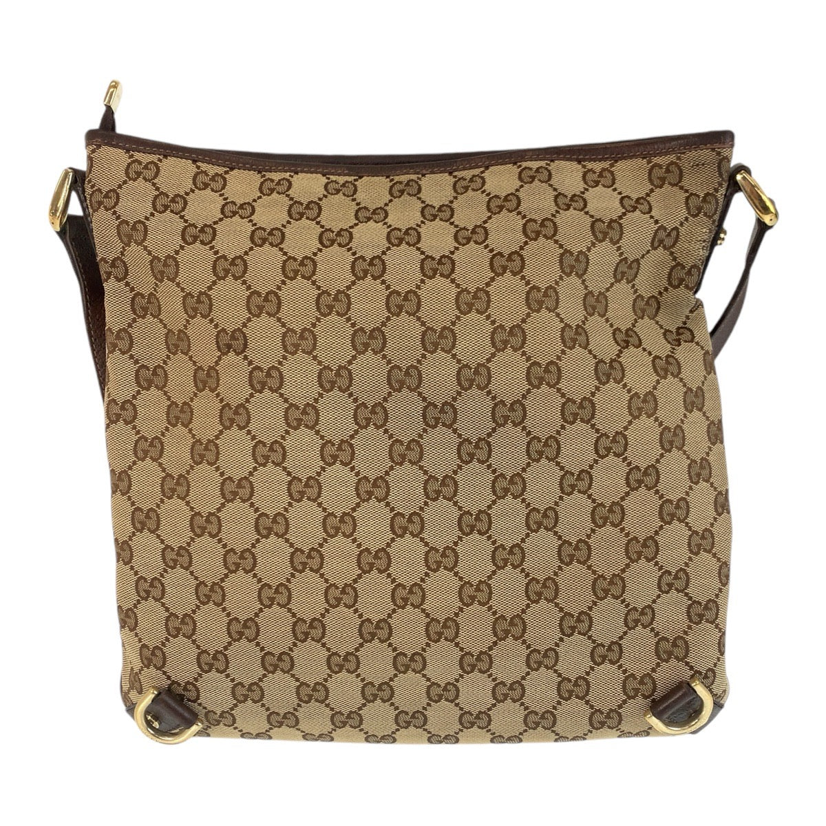 Gucci GG , Gold Metal pochette Leather Canvas Brown Beige Shoulder Bag
