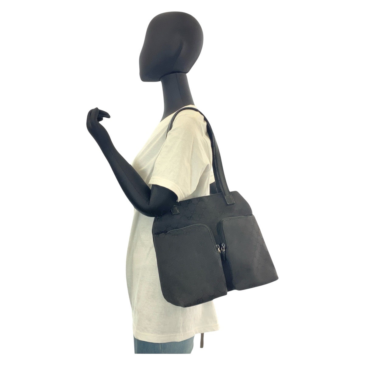 Gucci 002 GG Canvas Black Shoulder Bag