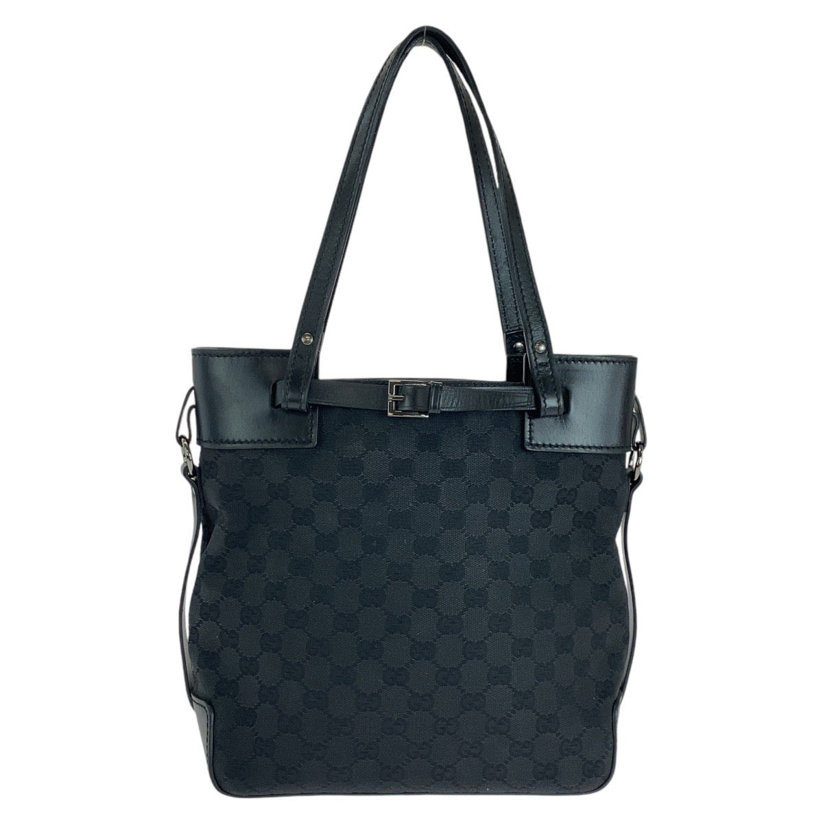 Gucci GG , SilverMetal Leather Canvas Black Shoulder Bag 2