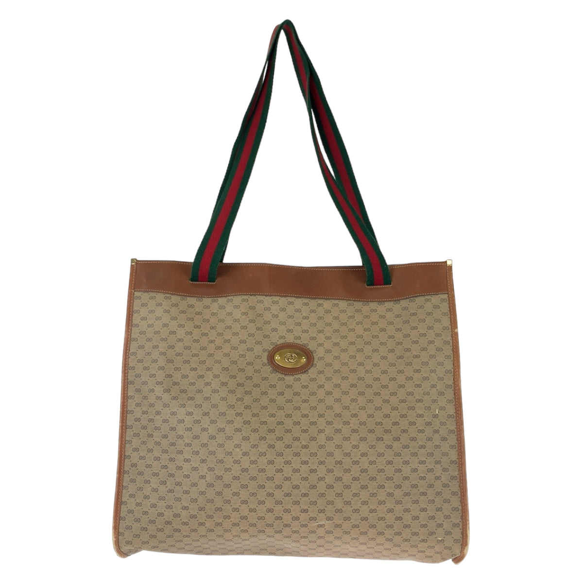 Gucci 002 39 GG Supreme , Leather Canvas Brown Gold Shoulder Bag