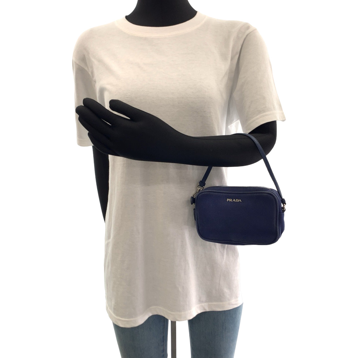 Metal Mini Handbag Accessory Pouch Women Canvas Blue Travel Bag