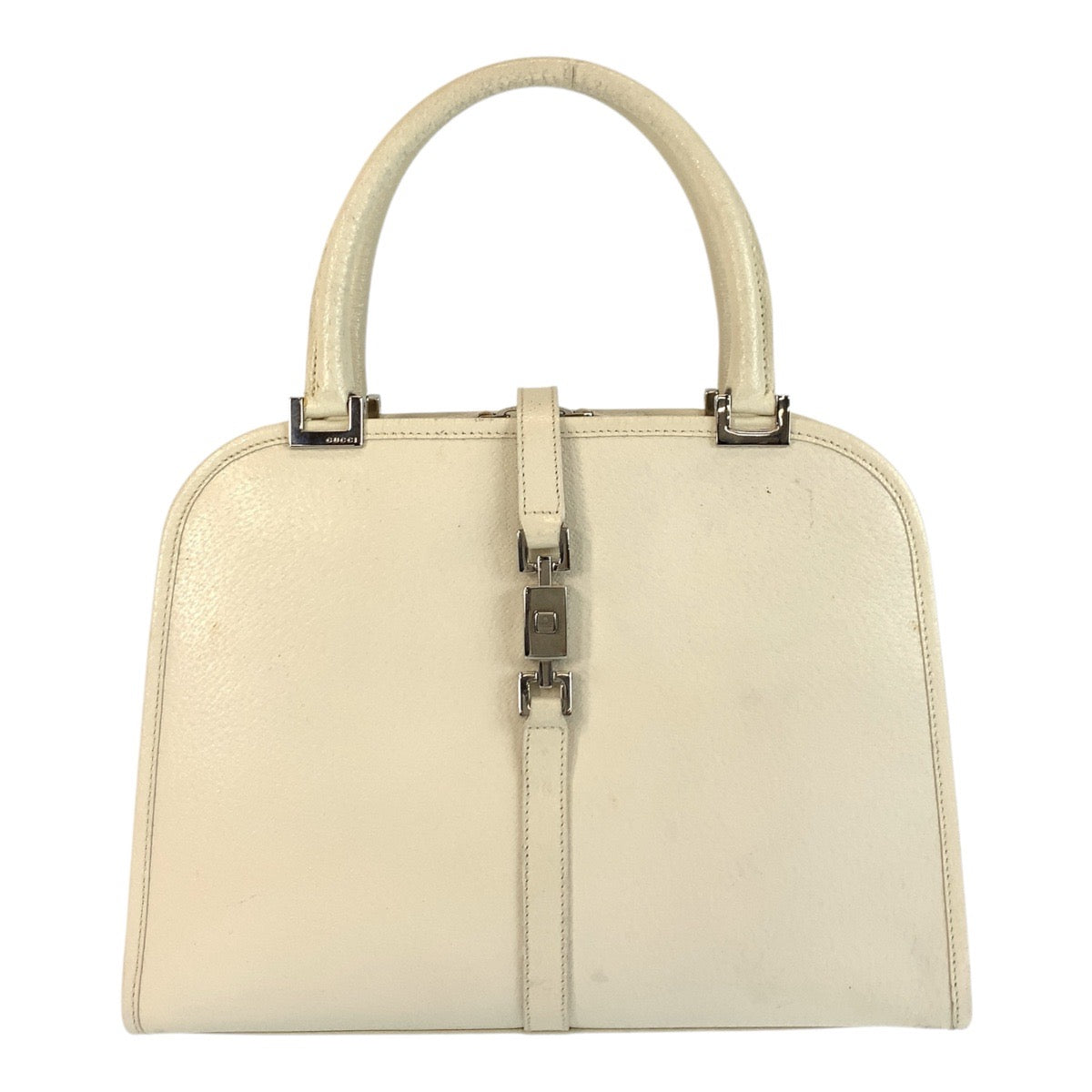 Gucci 002 SilverMetal Jackie Leather White Handbag