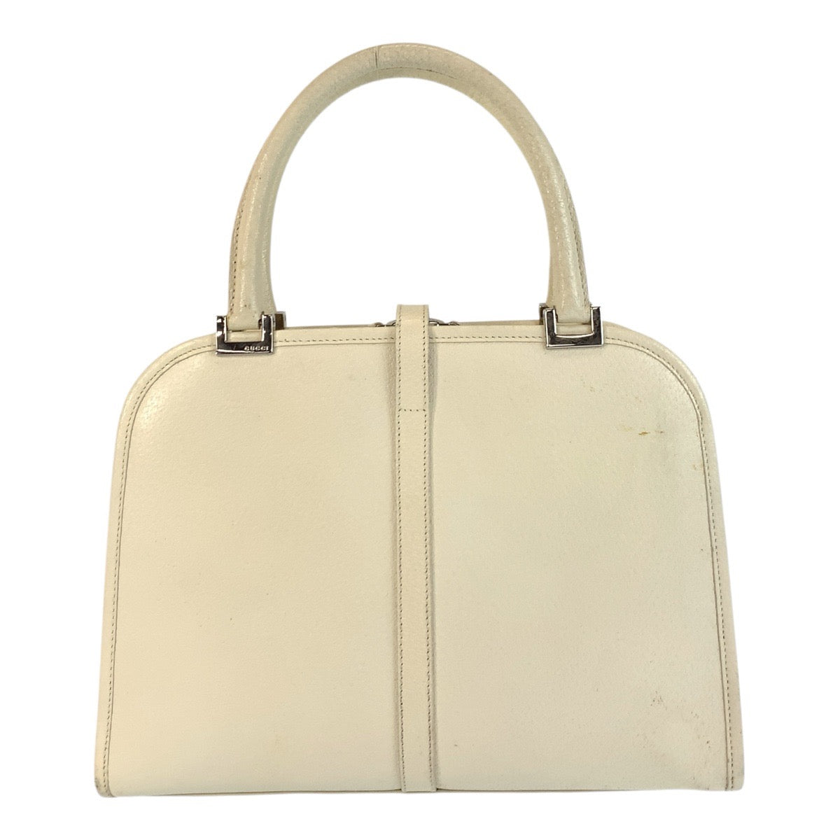 Gucci 002 SilverMetal Jackie Leather White Handbag