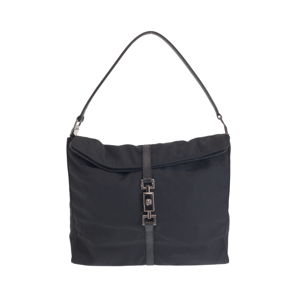Gucci 001 Metal Jackie Nylon Black Silver Shoulder Bag