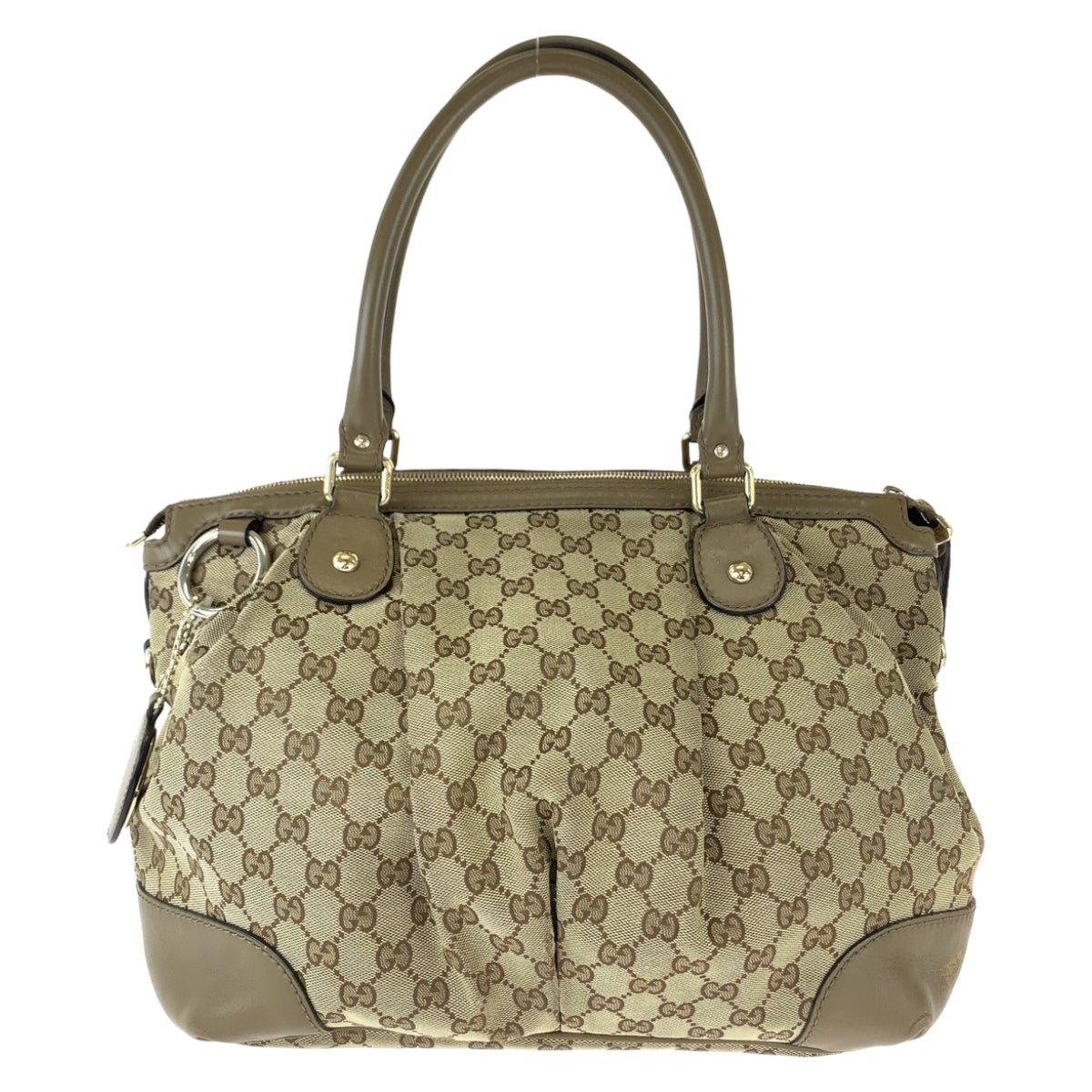 Gucci GG Metal 2way Sukey Canvas Brown Gold Shoulder Bag