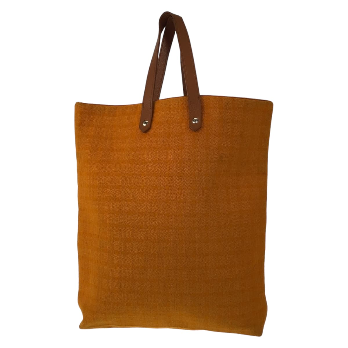 Tote Bag , Orange Silvermetal Tote Bag Leather Canvas