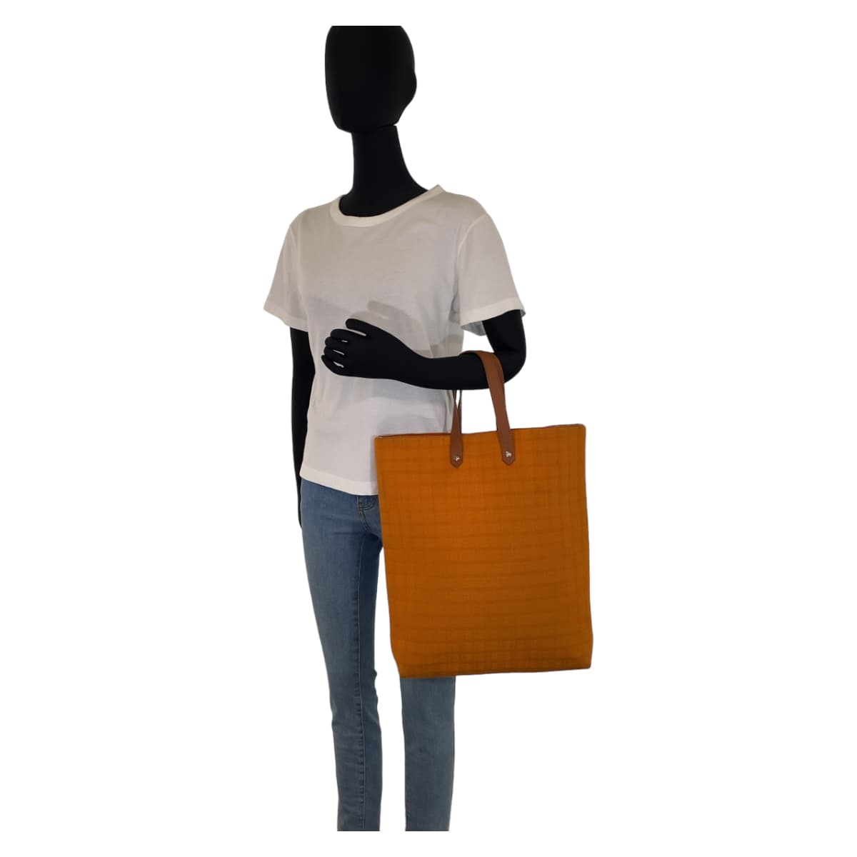Tote Bag , Orange Silvermetal Tote Bag Leather Canvas