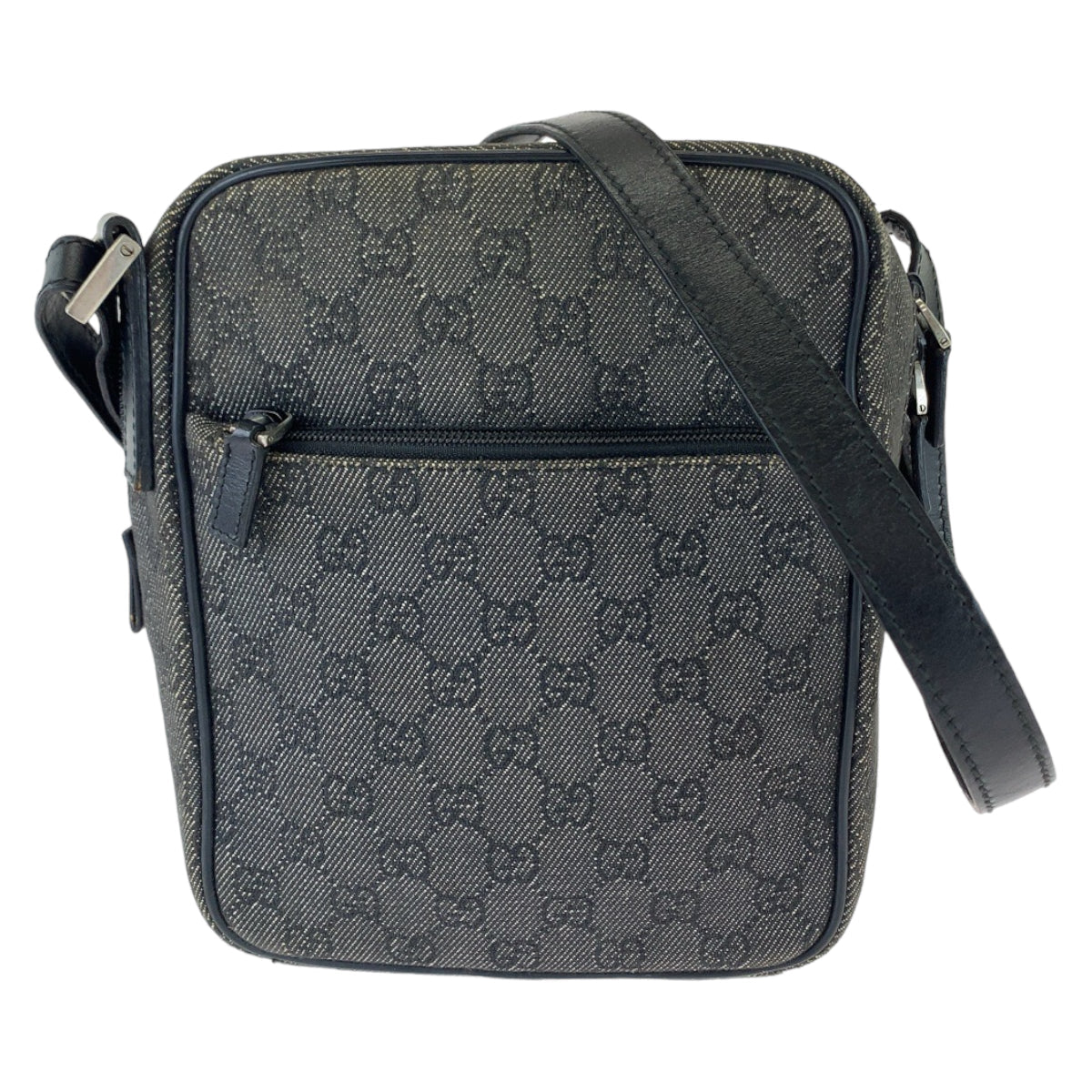 Gucci GG SilverMetal pochette Canvas Black Grey Shoulder Bag