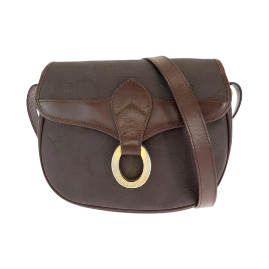 Dior Shoulder Bag Pvc Metal Shoulder Bag Pochette Brown Gold