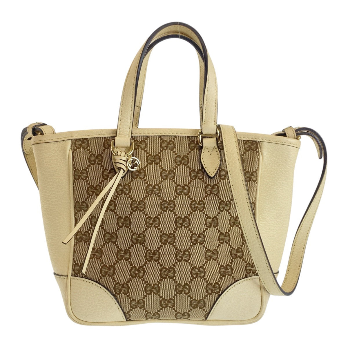 Gucci GG , Ivory Metal 2way Leather Canvas Beige Gold Shoulder Bag