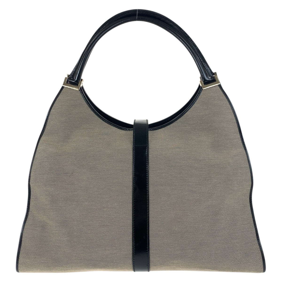 Gucci 019 , Gray Gold Metal Leather Canvas Black Beige Shoulder Bag