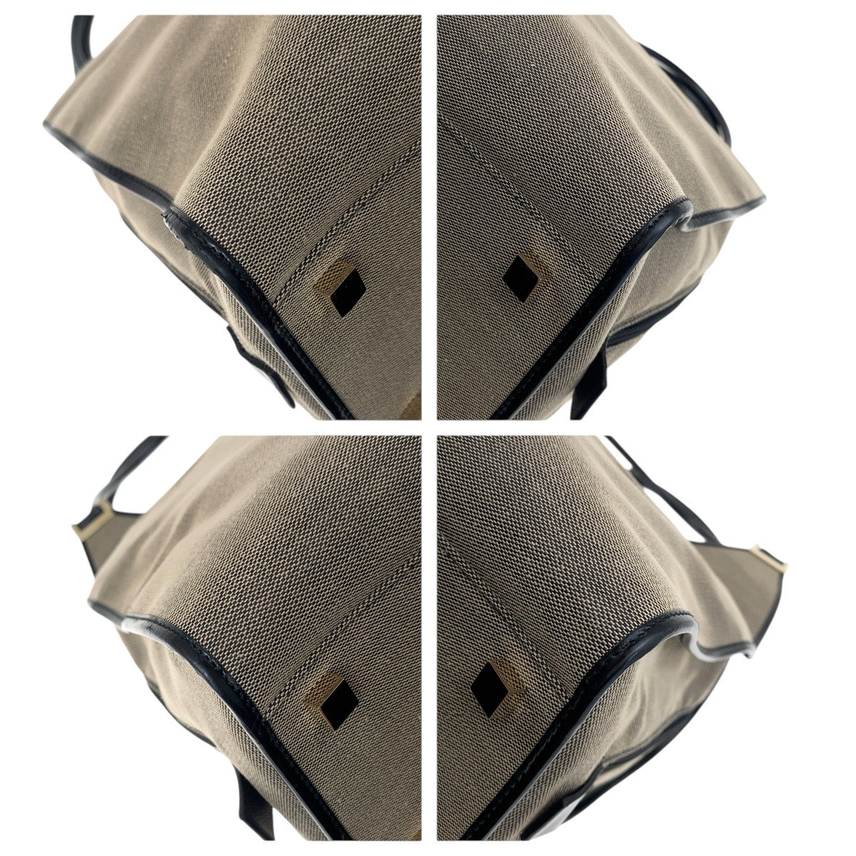 Gucci 019 , Gray Gold Metal Leather Canvas Black Beige Shoulder Bag