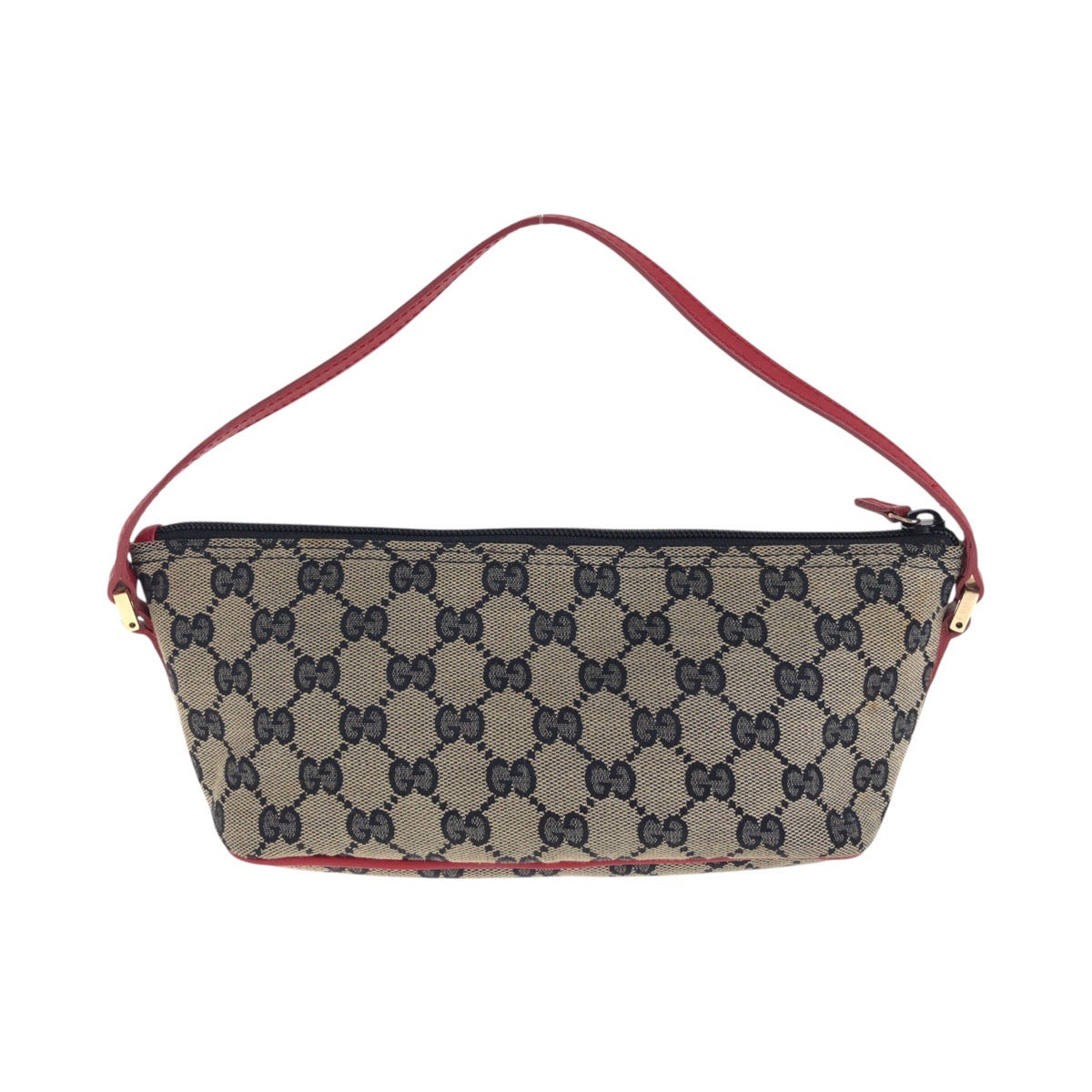 Gucci 039 GG , accessory pouch Leather Canvas Black Red Handbag