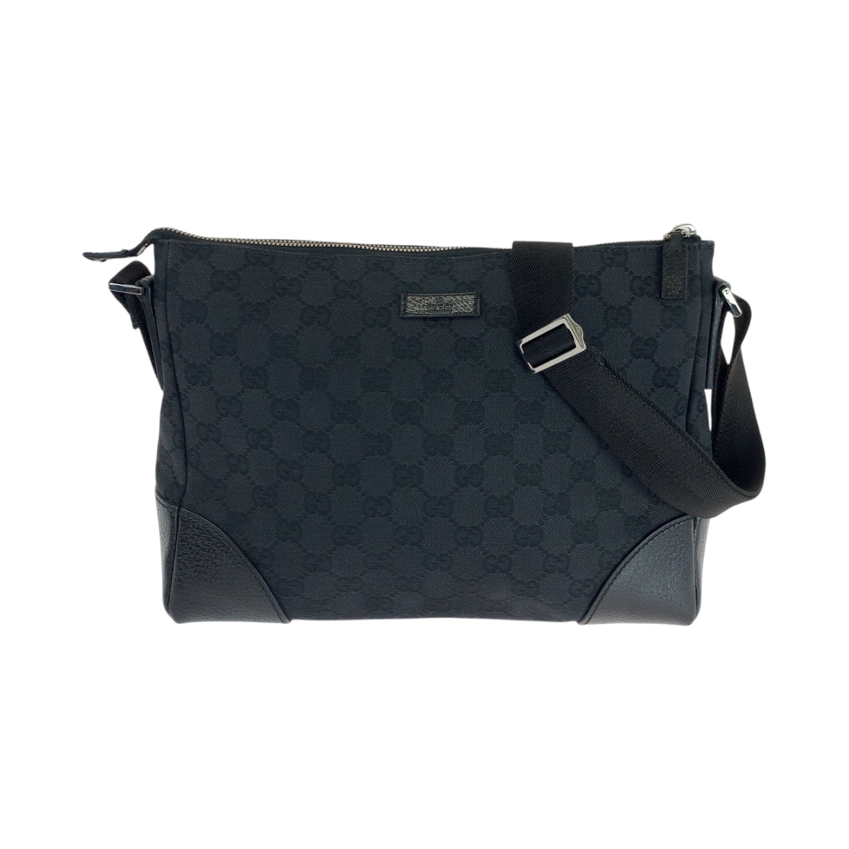 Gucci GG SilverMetal Canvas Black Crossbody Bag
