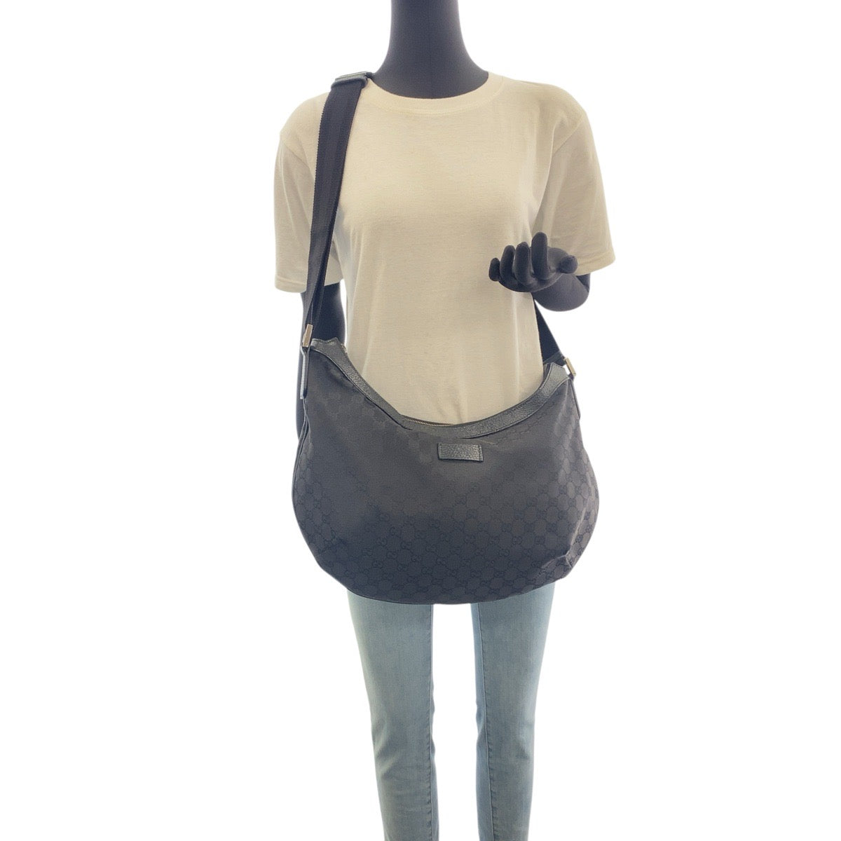 Gucci GG Leather Canvas Black Crossbody Bag