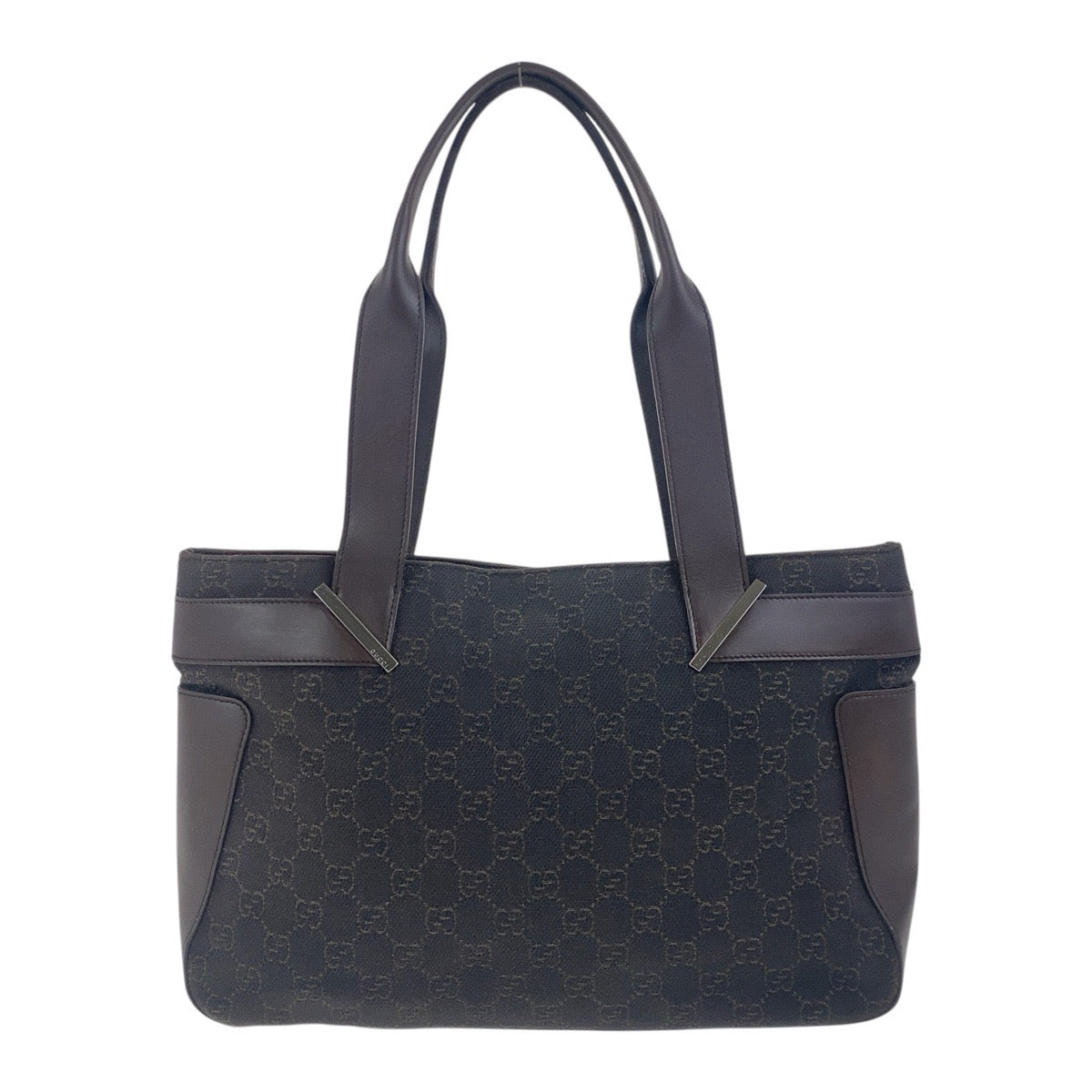 Gucci GG Metal Canvas Brown Silver Shoulder Bag 2