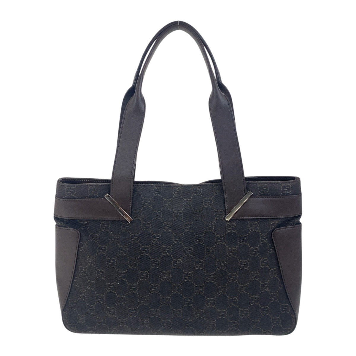 Gucci GG Metal Canvas Brown Silver Shoulder Bag 2