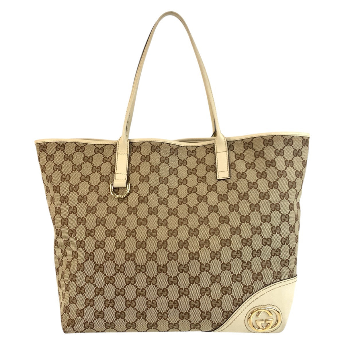 Gucci GG , Abby Newbritt Leather Canvas Beige Tote Bag