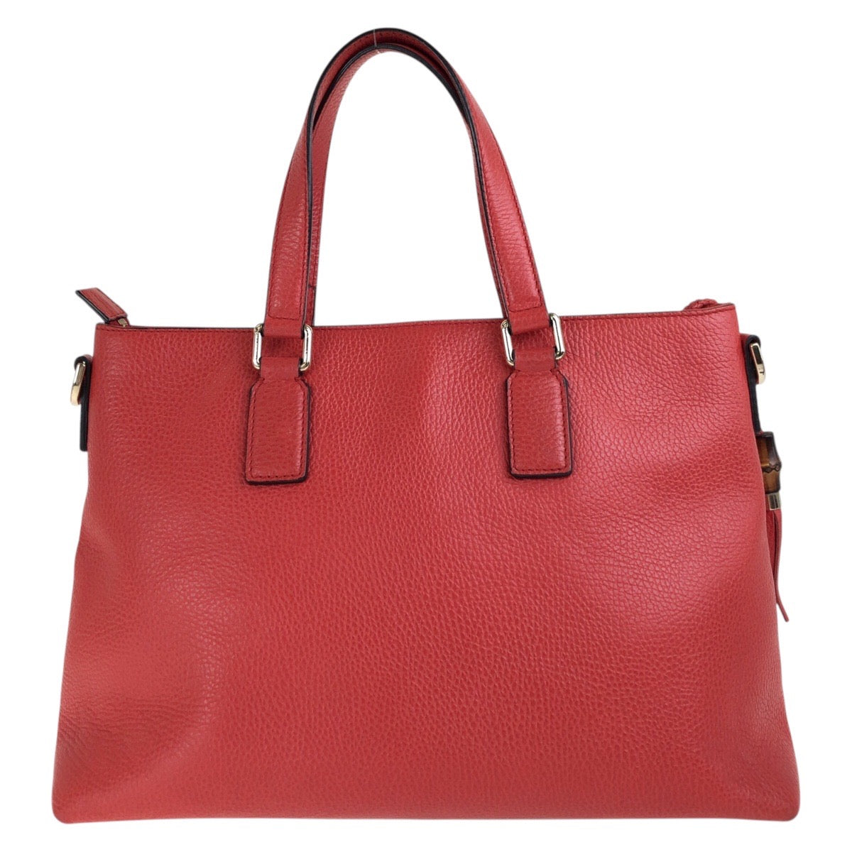 Gucci Metal 2way Bamboo Tassel Leather Red Gold Shoulder Bag