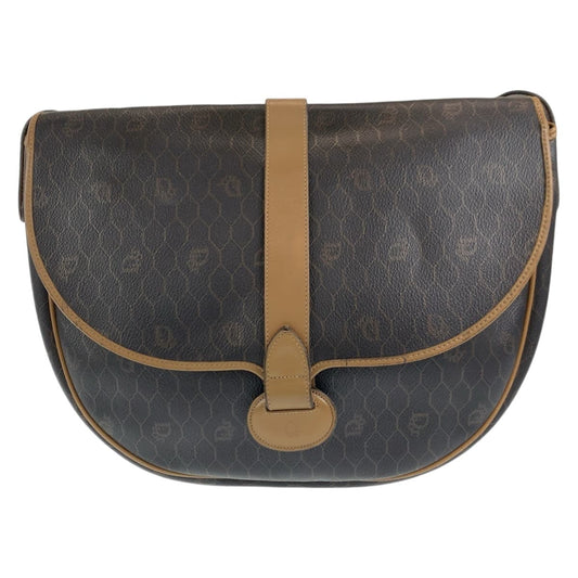 Dior Christian Shoulder Bag Shoulder Back Pochette Honeycomb Leather Brown