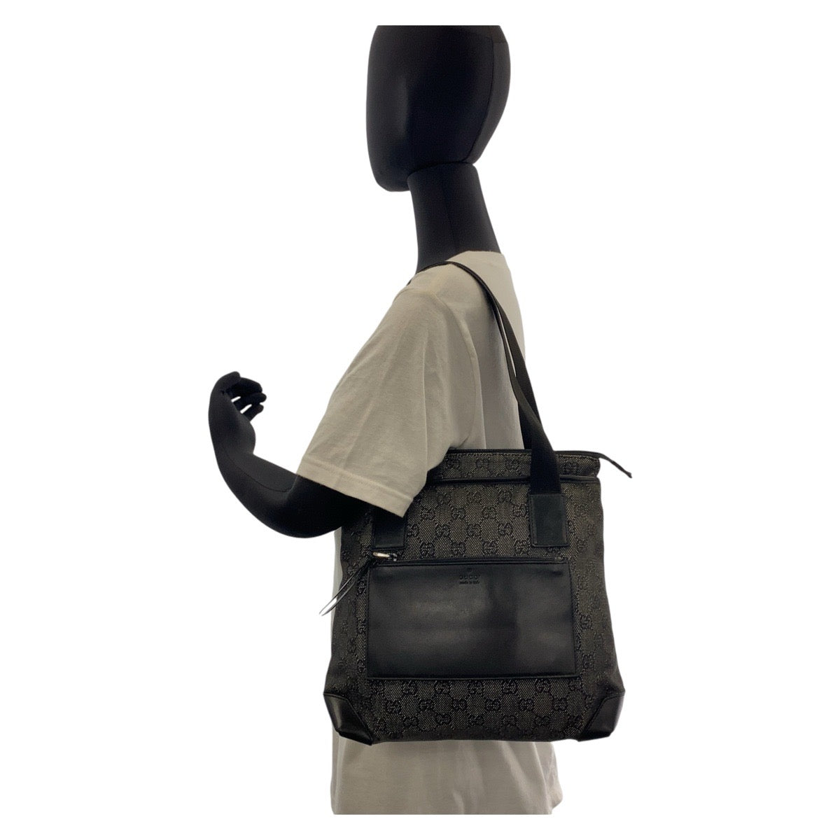 Gucci GG Leather Canvas Black Shoulder Bag 6