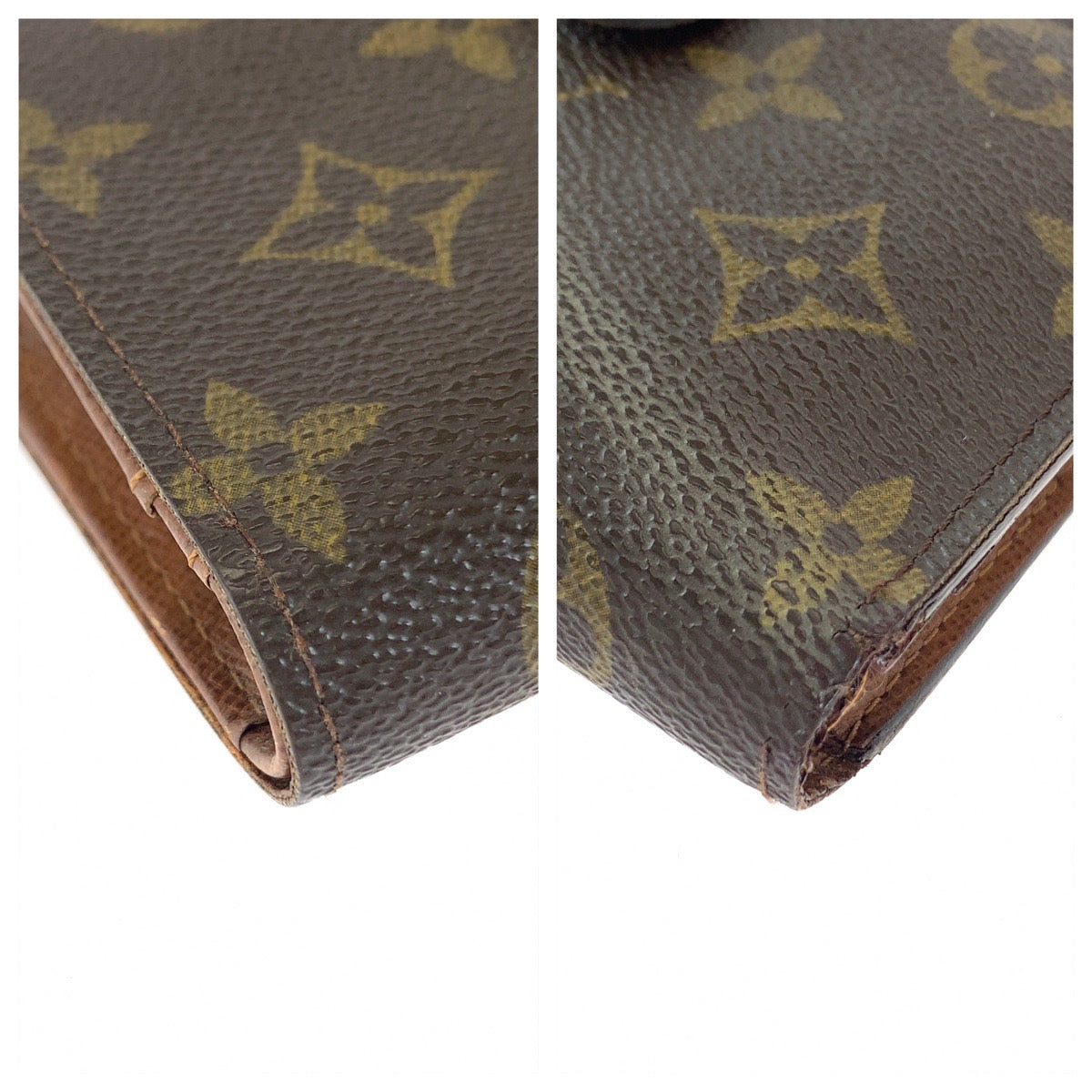 Louis Vuitton Bifold M61674 PVC Folding Compact Monogram Brown Wallet Case