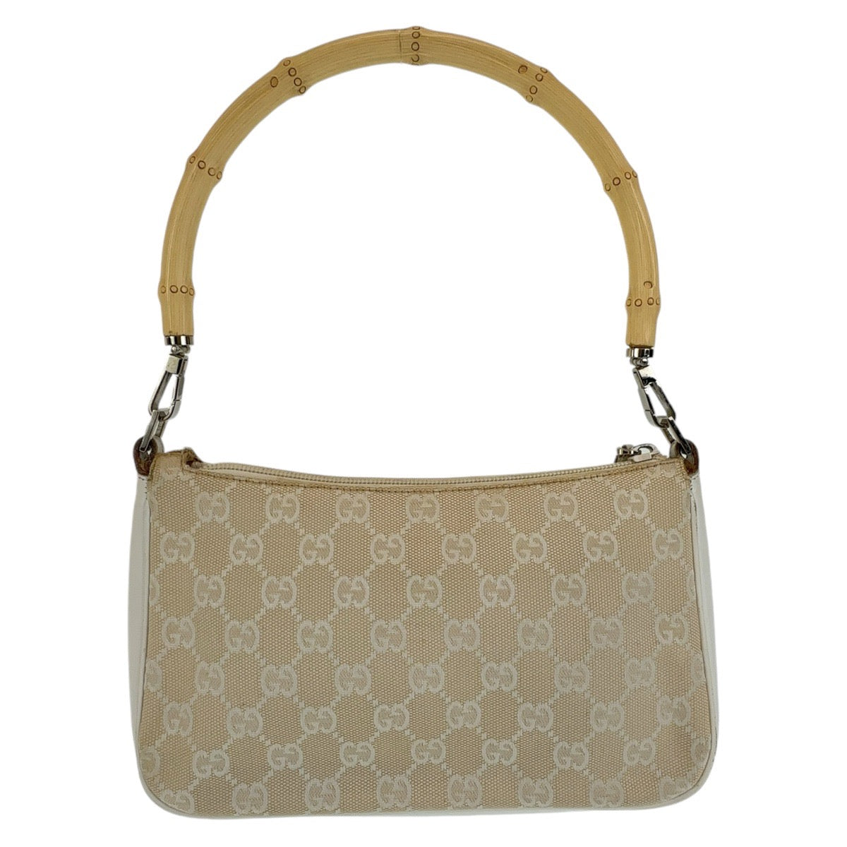 Gucci 001 GG , Accessory Pouch Leather Canvas White Beige Shoulder Bag