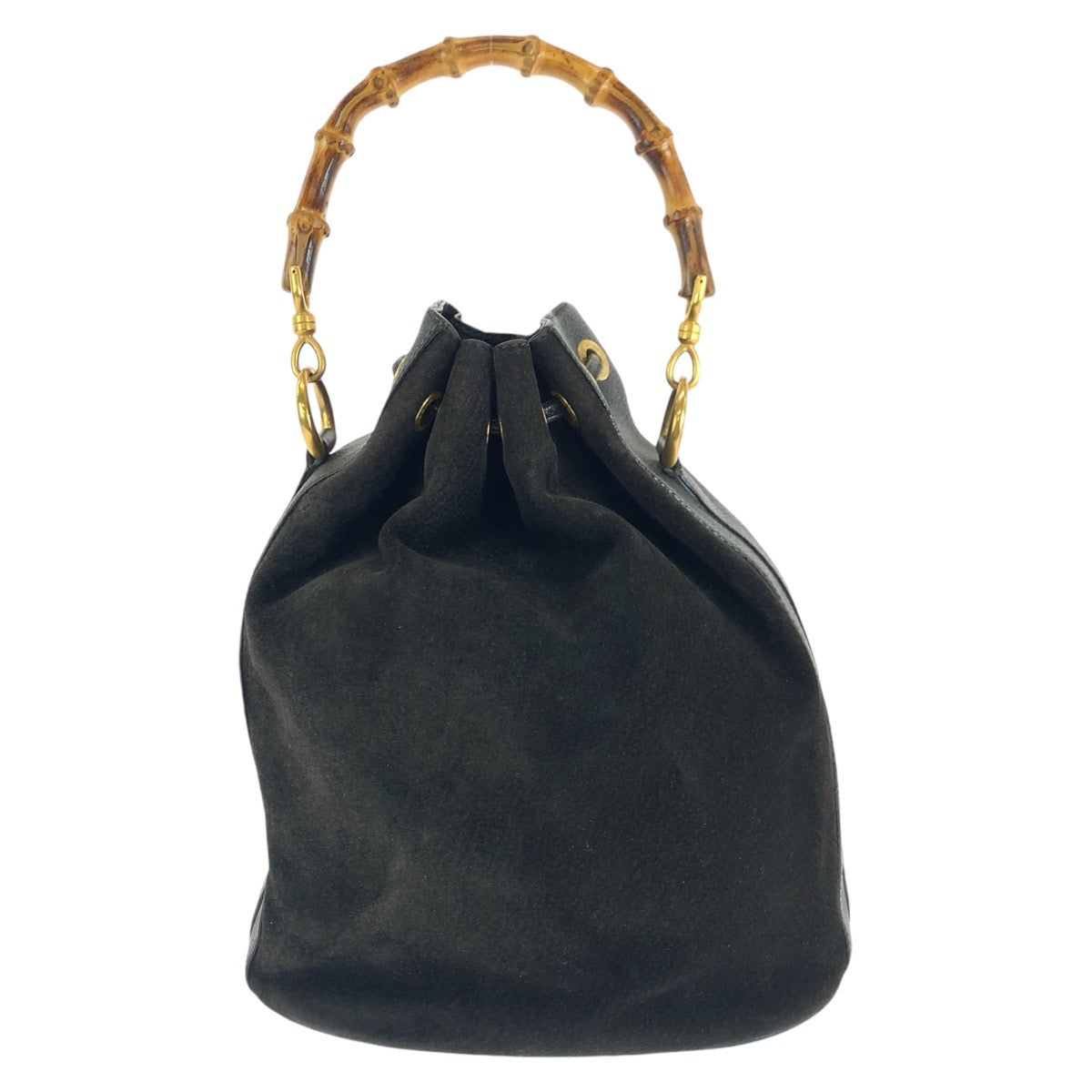 Gucci 001 , Bamboo Leather Suede Black Handbag