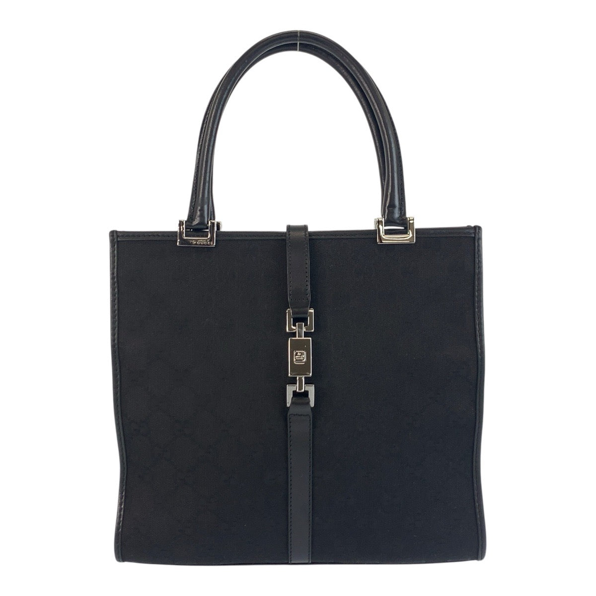 Gucci 002 GG , Jackie Leather Canvas Black Tote Bag