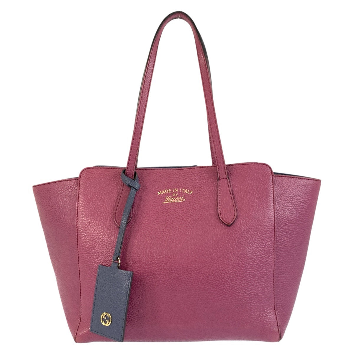 Gucci Metal Swing Leather Blue Pink Gold Tote Bag