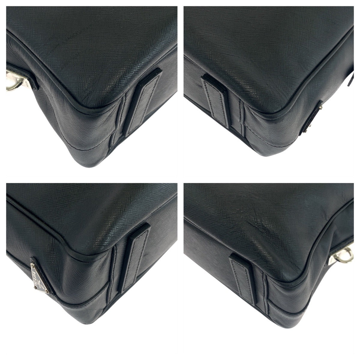 Prada Briefcase Handbag Leather Saffiano Travel Bag