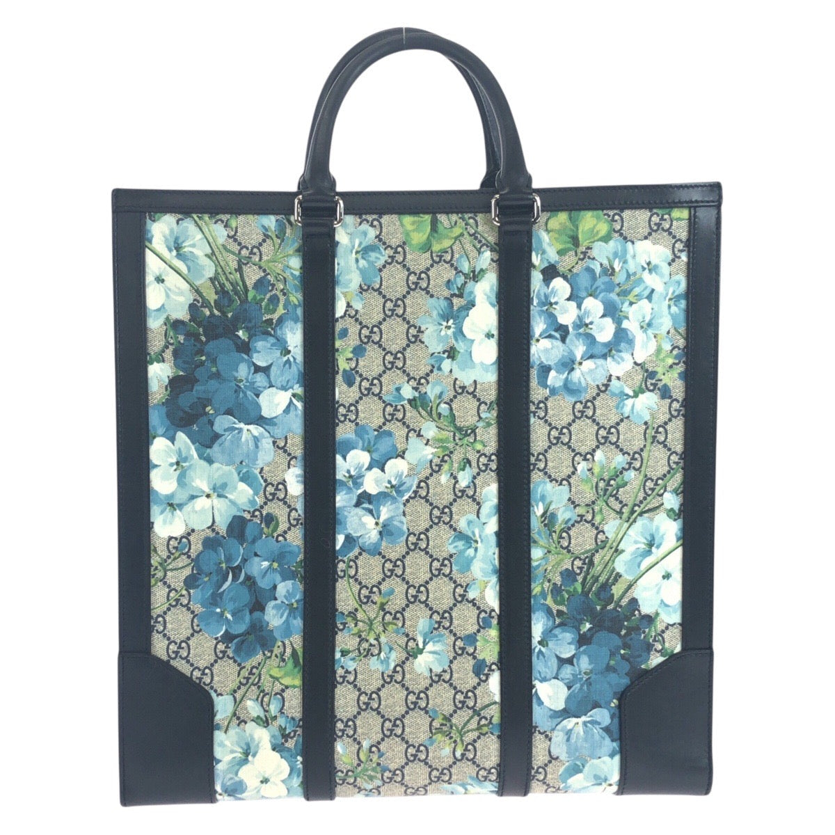 Gucci GG Supreme SilverMetal GG Blooms Canvas Navy Tote Bag