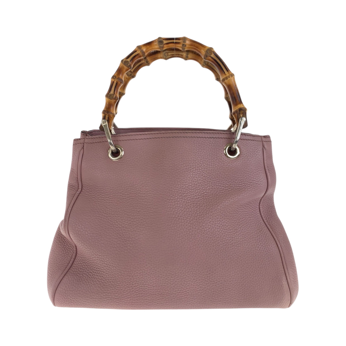 Gucci SilverMetal Bamboo Leather Brown Pink Handbag