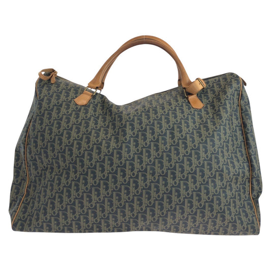 Dior Boston Duffel Bag Navy Metal Trotter Leather Brown Travel Bag