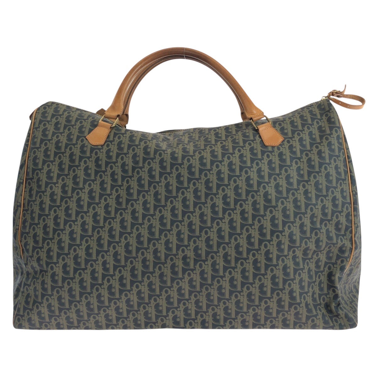 Dior Boston Duffel Bag Navy Metal Trotter Leather Brown Travel Bag