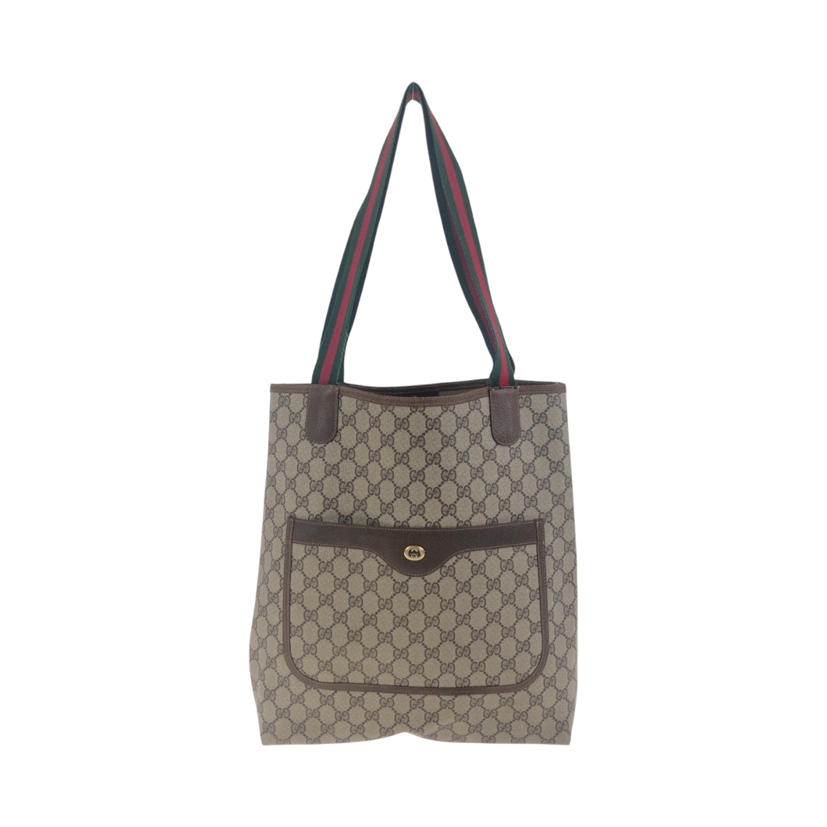 Gucci 40 02 003 GG Supreme Canvas Brown Beige Tote Bag