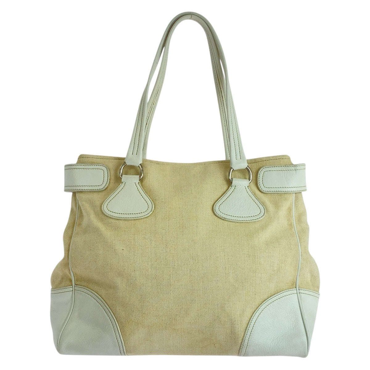 Tote Bag , Ivory Tote Bag Shoulder Leather Canvas Shoulder Bag
