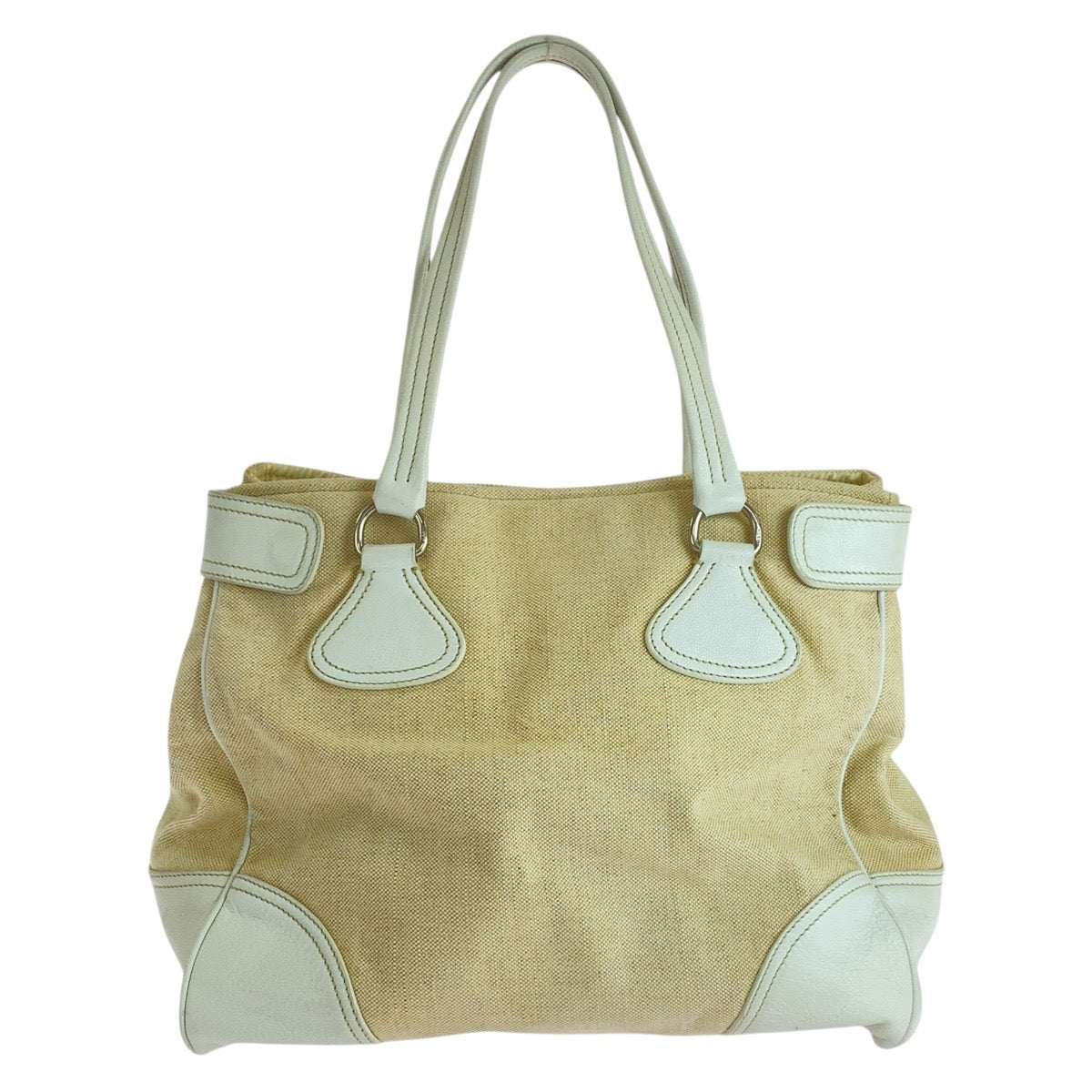 Prada Triangle Plate 2Way Bag Leather Canvas Logo Travel Bag