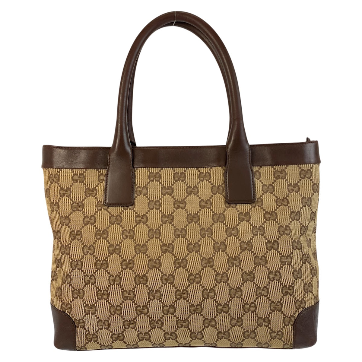 Gucci 002 GG Leather Canvas Brown Beige Shoulder Bag