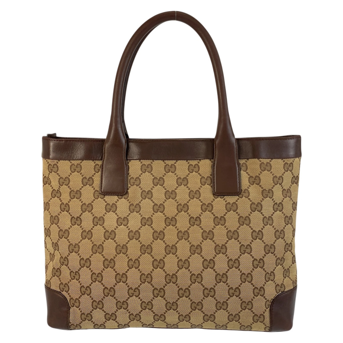 Gucci 002 GG Leather Canvas Brown Beige Shoulder Bag