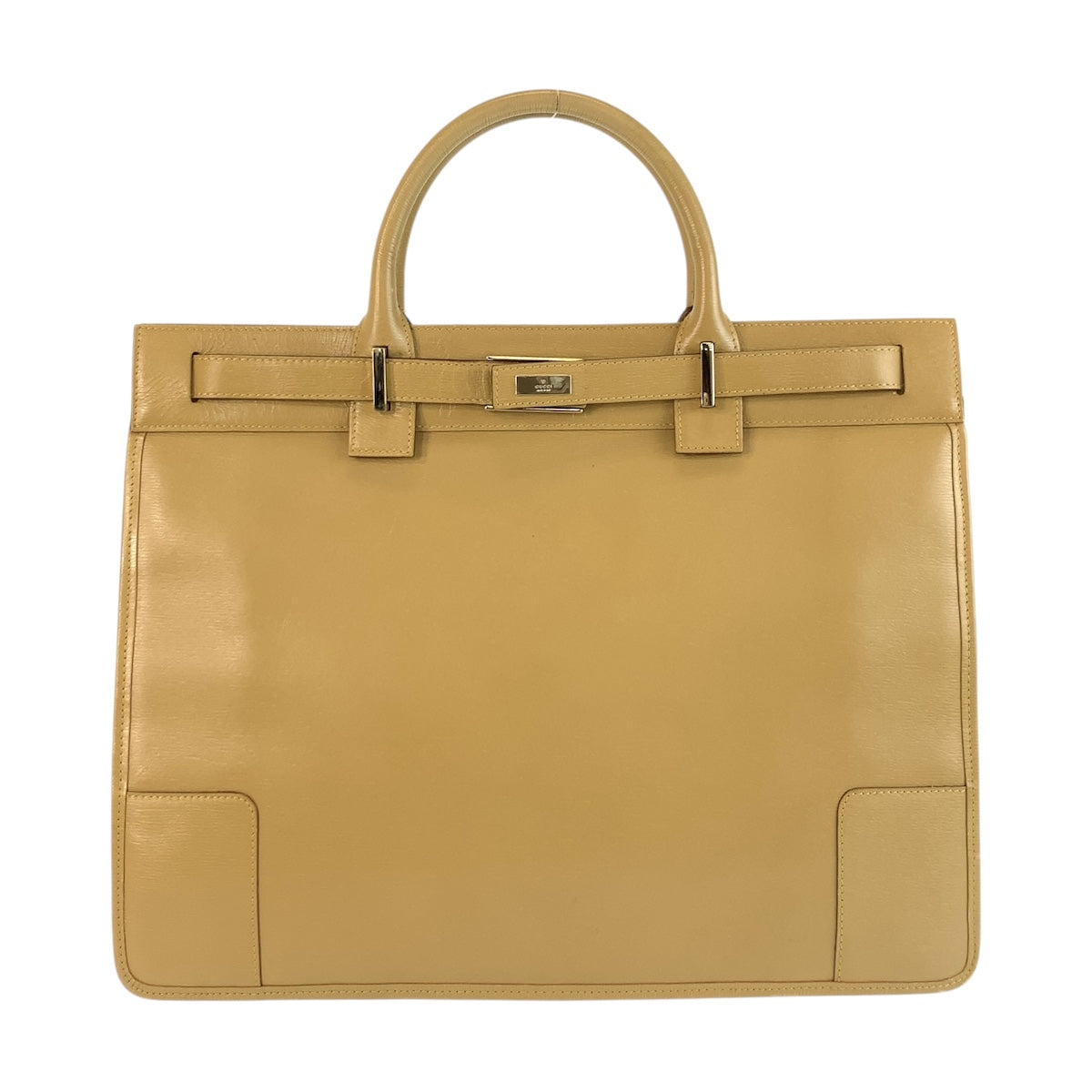 Gucci Business 002 Metal Business Leather Beige Gold Tote Bag