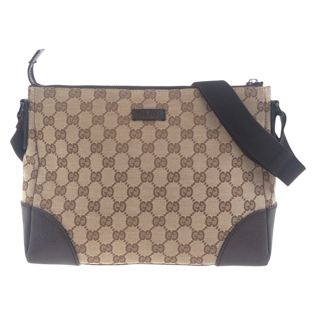 Gucci GG , SilverMetal Messenger Leather Canvas Brown Beige Shoulder Bag 2