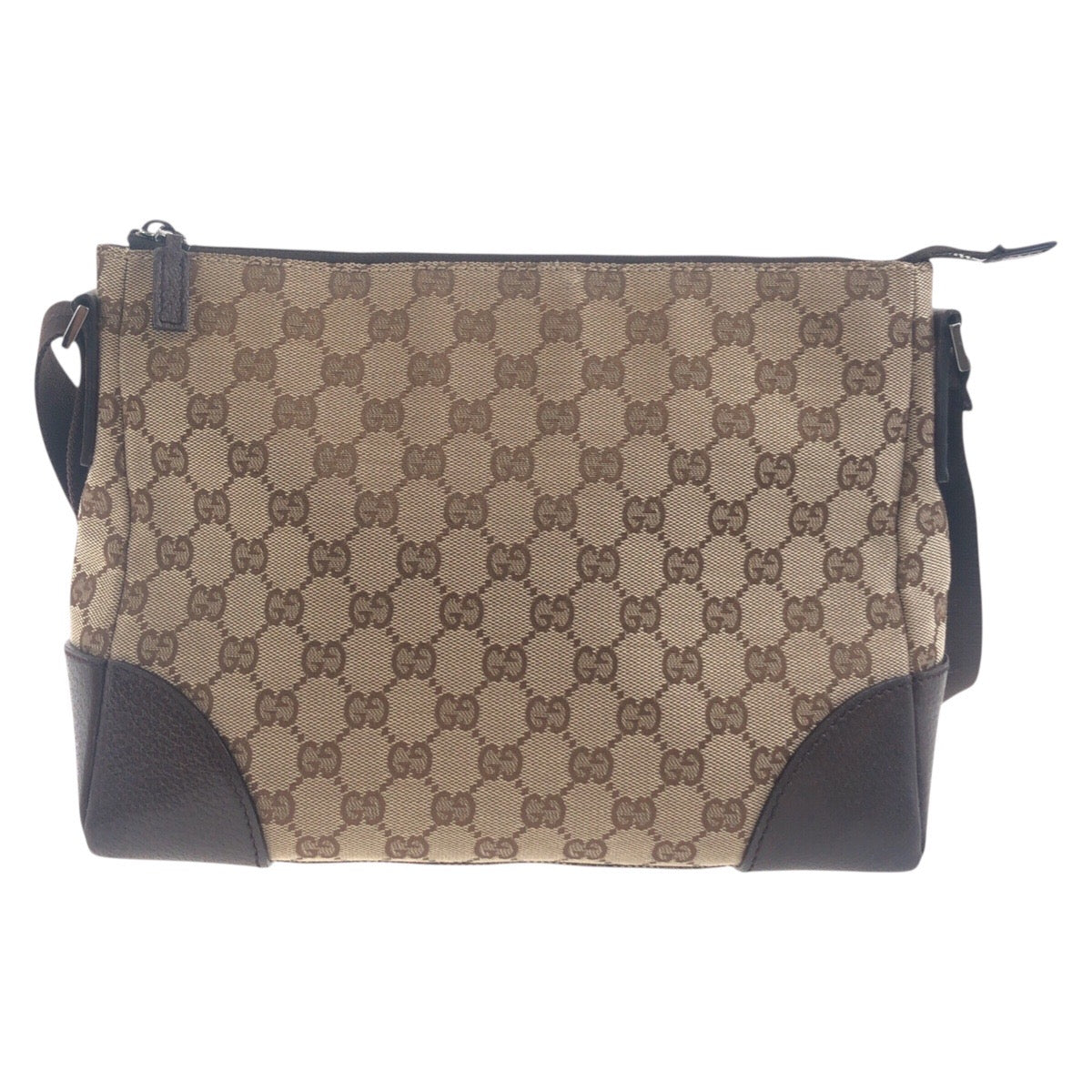 Gucci GG , SilverMetal Messenger Leather Canvas Brown Beige Shoulder Bag 2