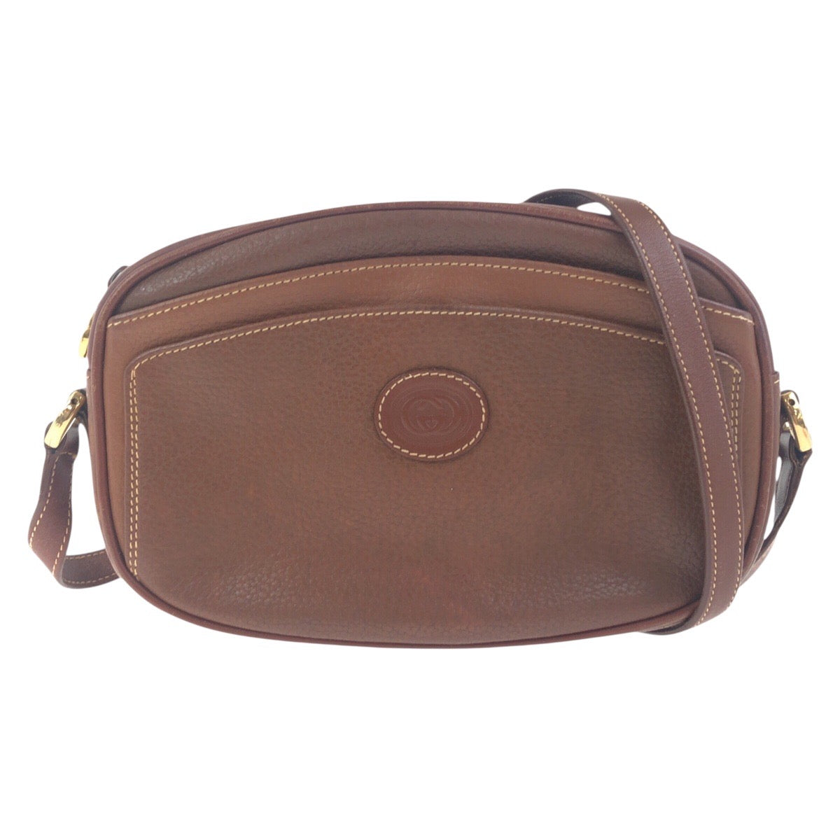 Gucci 007 113 Metal Old Leather Brown Gold Shoulder Bag