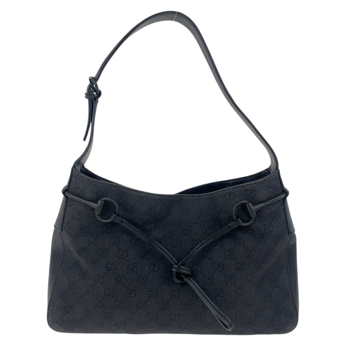 Gucci GG Horsebit Canvas Black Shoulder Bag