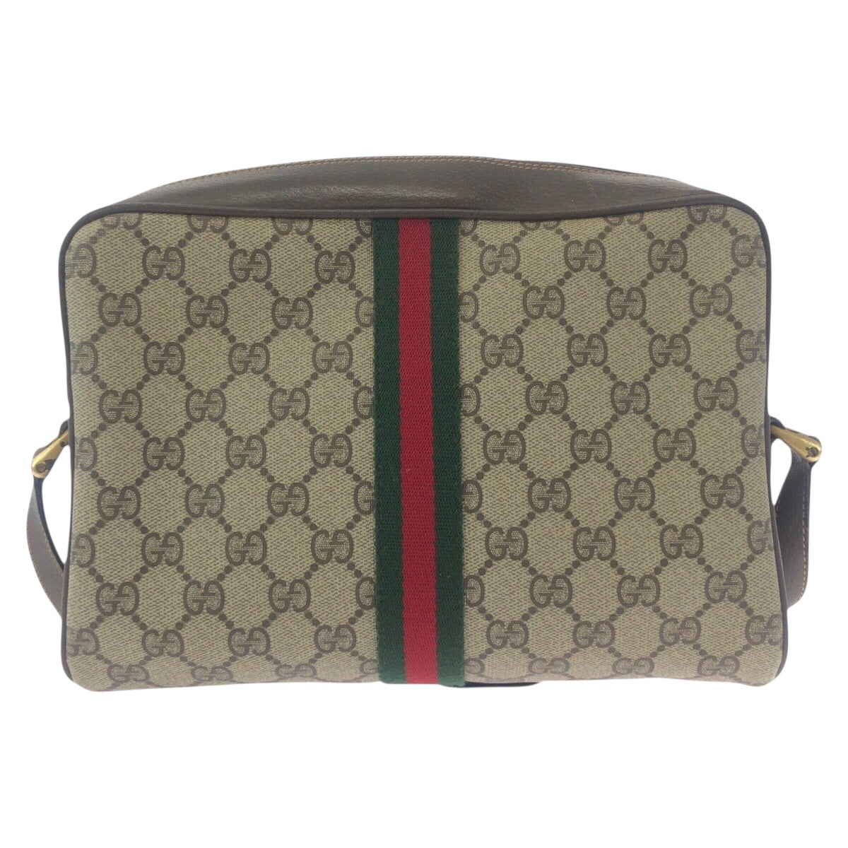 Gucci 72 001 GG Supreme , Leather Canvas Brown Beige Crossbody Bag