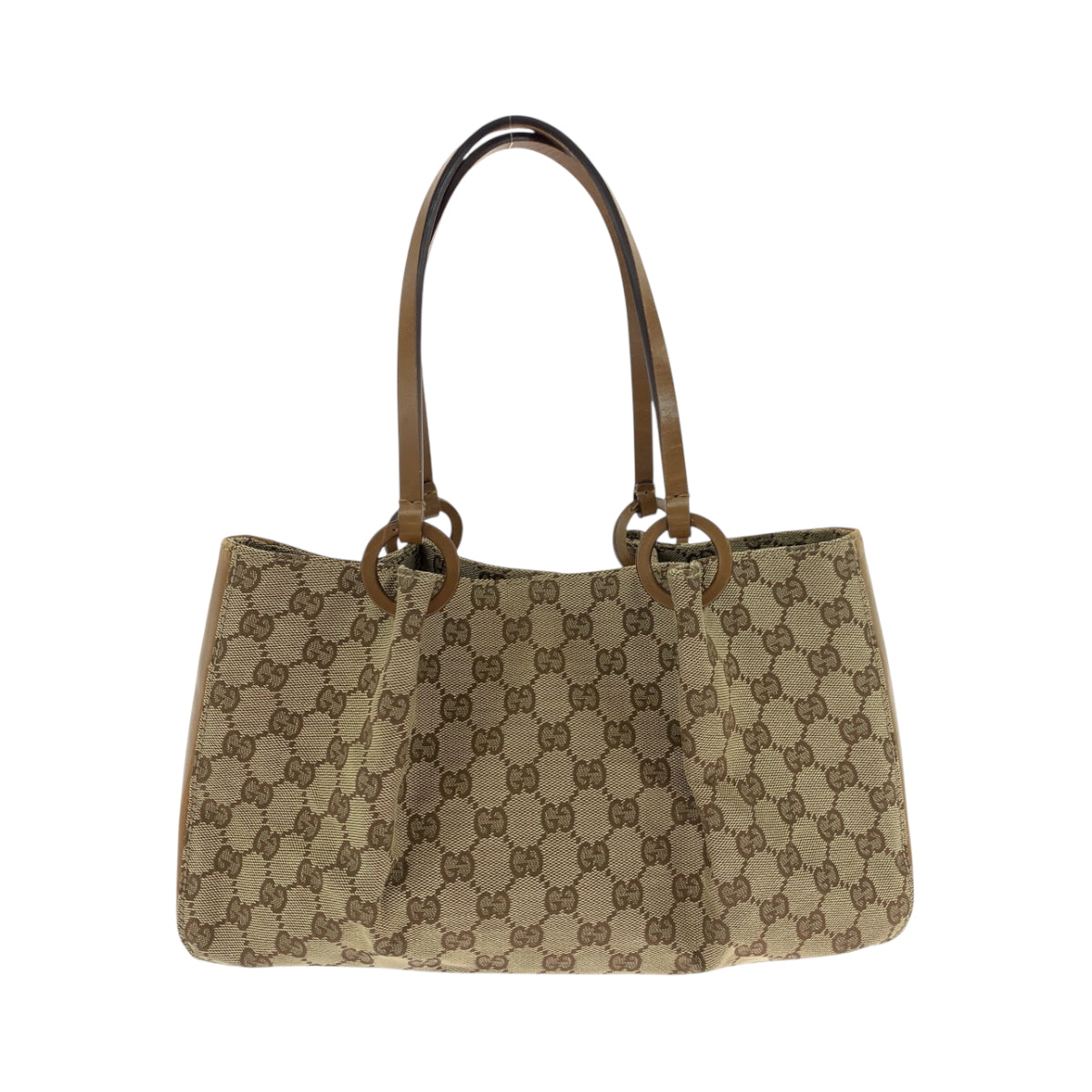 Gucci GG Metal Canvas Brown Beige Gold Tote Bag 3