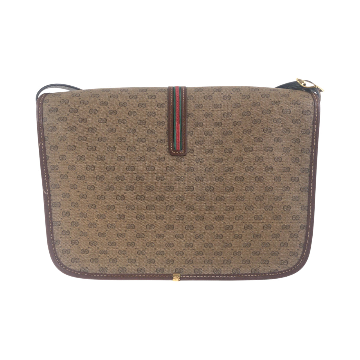 Gucci 001 103 Metal Old Shelly Leather Brown Gold Shoulder Bag