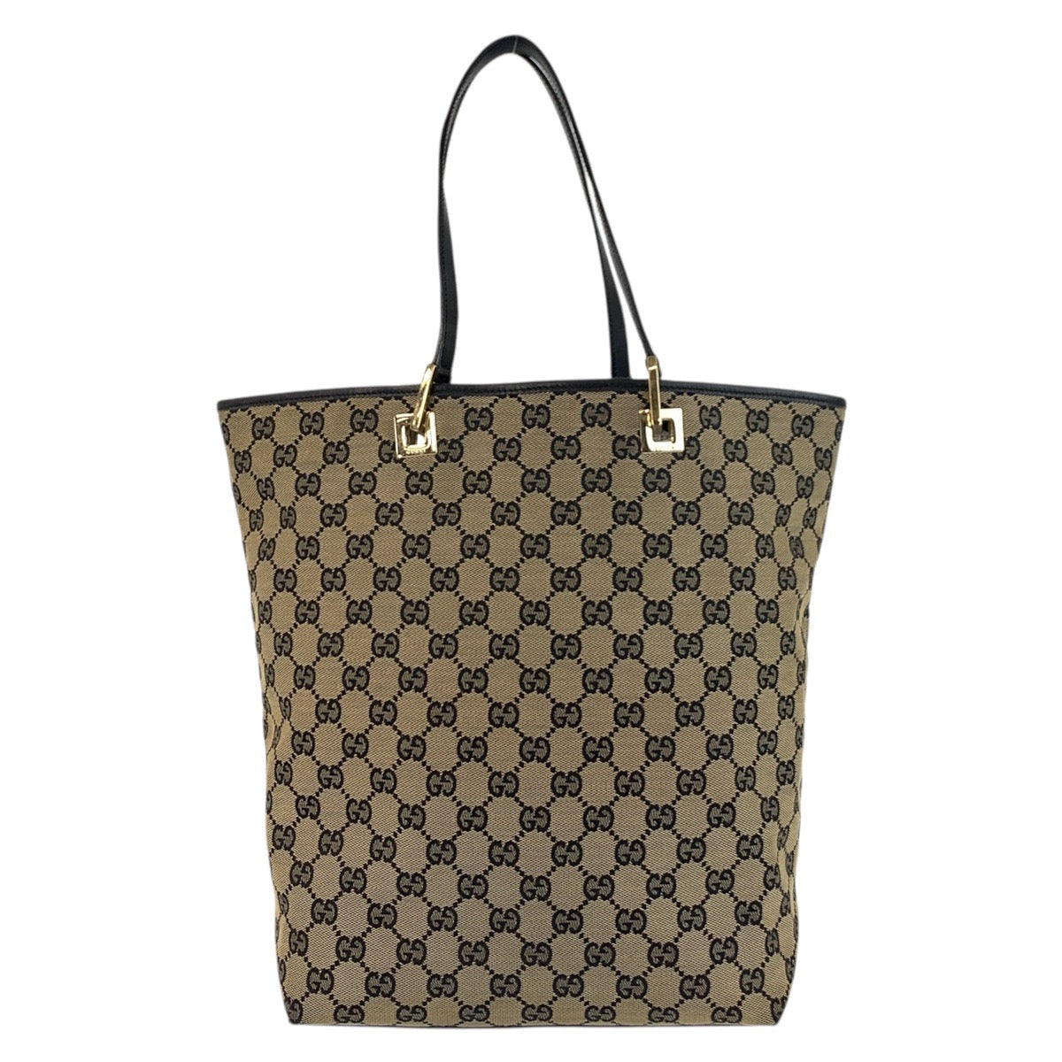 Gucci 002 GG , Gold Metal Leather Canvas Black Beige Shoulder Bag